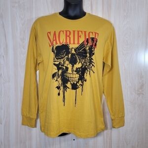 Fashion Nova Men’s Mustard Yellow & Skull Sweatshirt Sz Lg - new with tags
